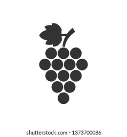 Grape fruits sign icon in flat style. Grapevine vector illustration on white isolated background. Wine business concept.