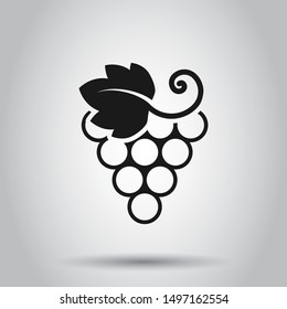 Grape fruits sign icon in flat style. Grapevine vector illustration on isolated background. Wine grapes business concept.