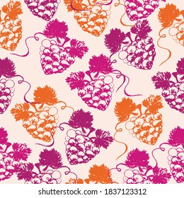 Grape fruits sign icon seamless pattern background. Vine grapes Seamless pattern illustration. Wine grapes business concept.