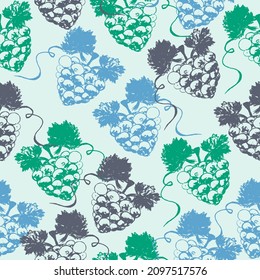 Grape fruits sign icon seamless pattern background. Grapevine vector illustration on white isolated background. Wine grapes business concept.