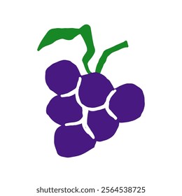 Grape. Geometry minimalistic organic fruit. Doodle style icon. Vector cartoon flat isolated illustration