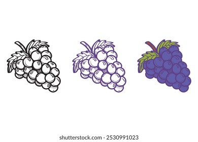 Uva, Imagen de Vector de uvas, Ilustración de uva, Símbolo de sabor de uvas, Vector de ilustración de racimo de uvas.