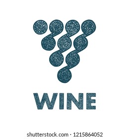 Grape. Hand drawn stylized bunch of grapes illustration.
Wine theme symbol and logo.