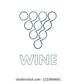 Grape. Hand drawn stylized bunch of grapes illustration.
Wine theme symbol and logo.