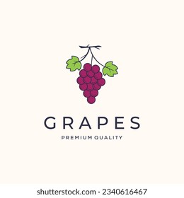 grape health nutrition  vintage logo vector minimalist illustration design, fresh grapes fruit logo design