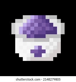 Grape ice cream cup pixel art. Vector illustration.