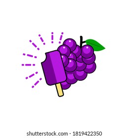 Grape ice cream. illustration of ice cream with grape flavors. vector illustration