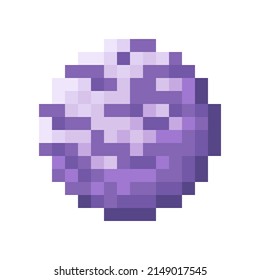 Grape ice cream scoop pixel art. Vector illustration.