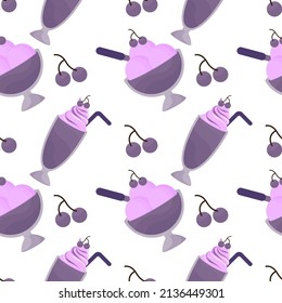 grape ice cream seamless pattern on white background