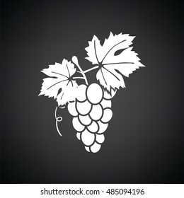 Grape icon. Black background with white. Vector illustration.