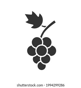 Grape icon. Black silhouette fruit sign. Wine symbol. Vector illustration isolated on white. 