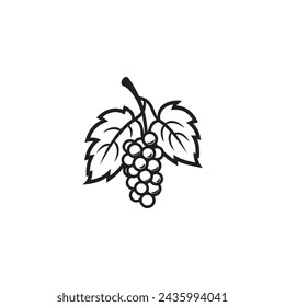 Grape icon black and white background design. silhouette style, vector illustration.