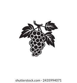 Grape icon black and white background design. silhouette style, vector illustration.