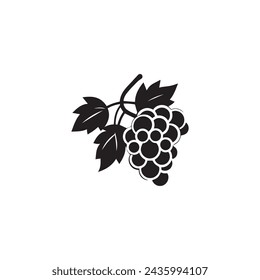 Grape icon black and white background design. silhouette style, vector illustration.