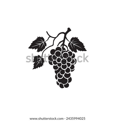 Grape icon black and white background design. silhouette style, vector illustration.