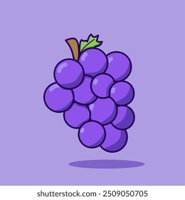 Grape Icon Bright Purple Background Flat Style Print Web Design