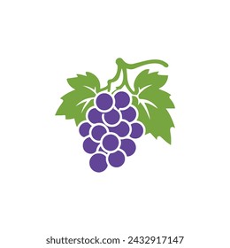 Grape icon color white background design. silhouette style, vector illustration.