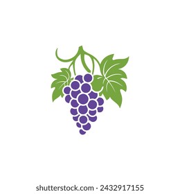 Icono de uva color blanco diseño de fondo. estilo de silueta, ilustración vectorial.