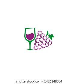 grape icon design template, wine logo - vector