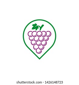 grape icon design template, wine logo - vector
