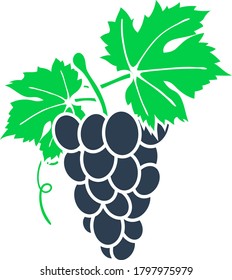 Grape Icon. Flat Color Design. Vector Illustration.