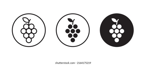 Grape Icon Food Fruits, bunches of grapes icons editable stroke, flat design style isolated on white