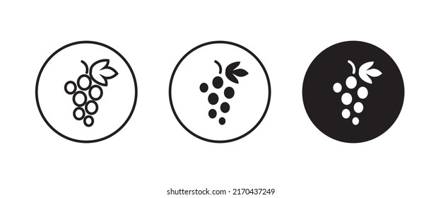 Grape Icon Food Fruits, bunches of grapes icons editable stroke, flat design style isolated on white