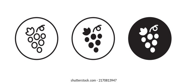 Grape Icon Food Fruits, bunches of grapes icons editable stroke, flat design style isolated on white