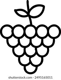 Grape Icon Food Fruits, bunches of grapes icons editable stroke, flat design style isolated on white