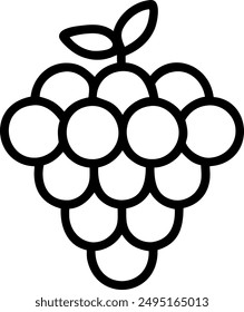 Grape Icon Food Fruits, bunches of grapes icons editable stroke, flat design style isolated on white
