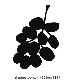 Grape Icon Food Fruits, bunches of grapes icons editable stroke, flat design style isolated on white. Flat vector grapes branch logo