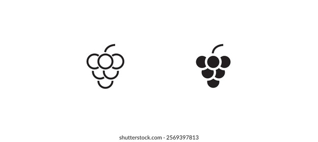 Grape Icon Food Fruits, bunches of grapes icons editable stroke, flat design style isolated on white