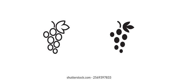 Grape Icon Food Fruits, bunches of grapes icons editable stroke, flat design style isolated on white