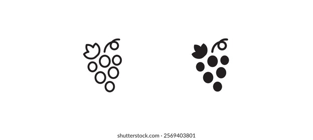 Grape Icon Food Fruits, bunches of grapes icons editable stroke, flat design style isolated on white