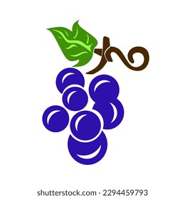 grape icon, fruit vector illustration, natural grapes, white background.