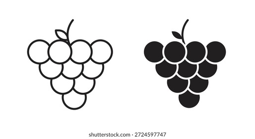 Glifo de icono de uva y concepto de símbolo de línea delgada.