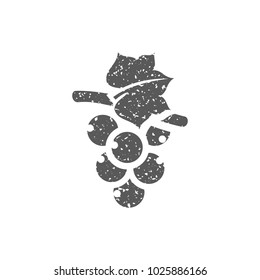 Grape icon in grunge texture. Vintage style vector illustration.