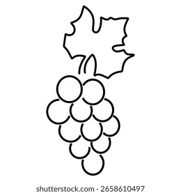 Icono de uva aislado sobre fondo blanco, Ilustración vectorial.