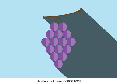 grape icon with a long shadow on blue background