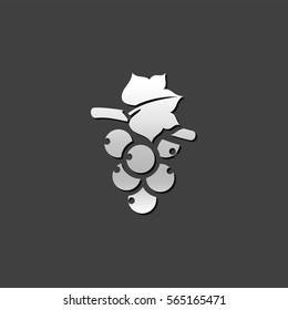 Grape icon in metallic grey color style. Fruit berry sweet