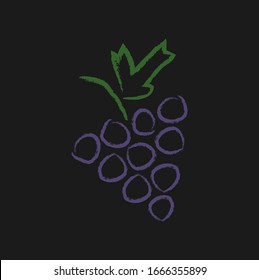 Grape icon on black background.