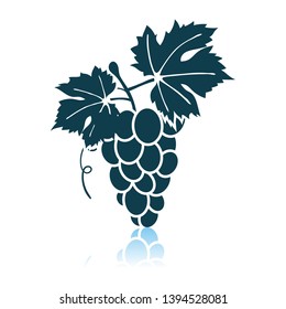 Grape Icon On Gray Background. Shadow Reflection Design. Vector Illustration.