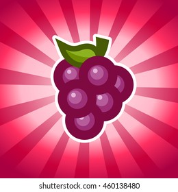 Grape icon on pink bursting background