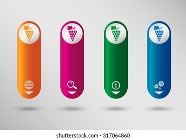 Grape icon on vertical infographic design template, can be used for workflow layout, web design.