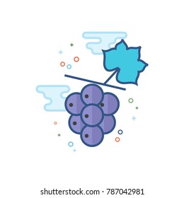 Grape icon in outlined flat color style. Vector illustration.