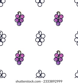 Grape icon seamless pattern on white background for typography, textiles. Vector illustration.
