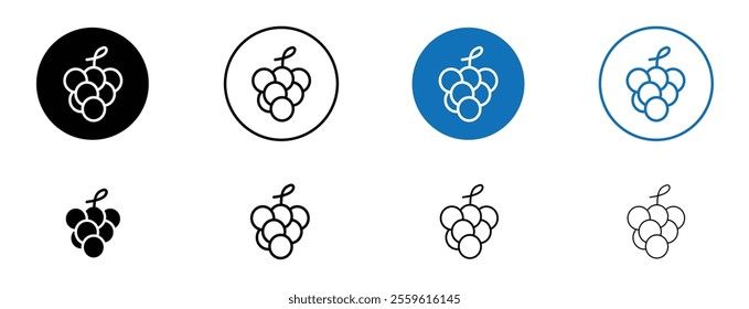 Grape icon set in black and blue colors