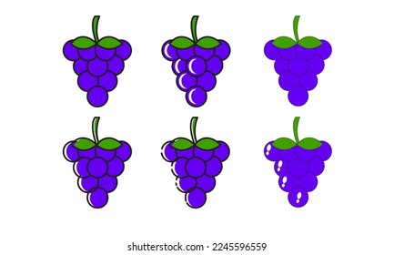 grape icon set. flat grape - stock vector.