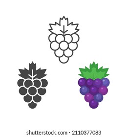 Grape icon set, Grapes vector symbol isolated on white.