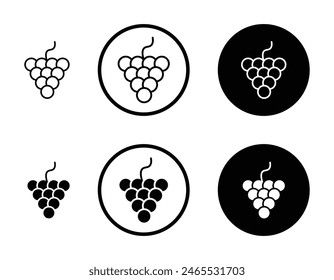 Grape icon set. grapevine fruit plant vector symbol. agriculture berry pictogram suitable for apps and websites UI designs.